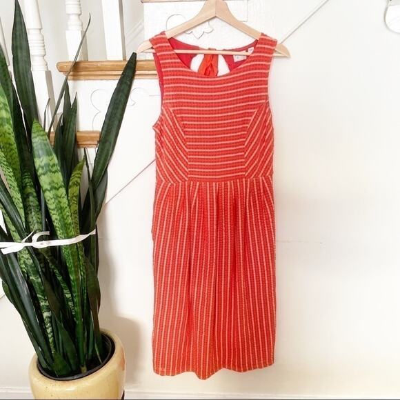 Anthro Postmark coral striped mini dress sz Small - Picture 1 of 4